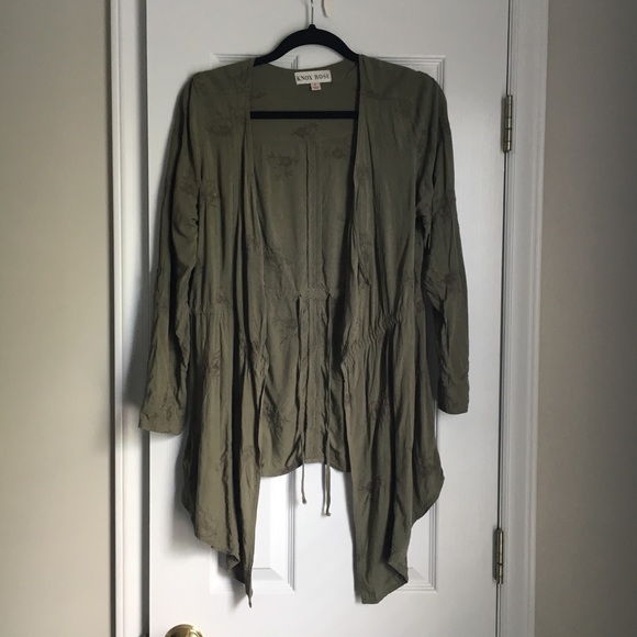 Knox Rose Jackets & Blazers - Floral embroidered tab sleeve kimono coat